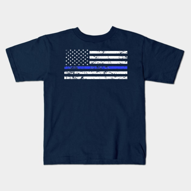 Thin Blue Line Policeman Kids T-Shirt by Scar